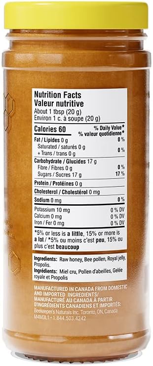 Beekeeper's Naturals B. Powered Superfood Honey with Royal Jelly, Bee Pollen, Propolis 330g - Yeswellness.com