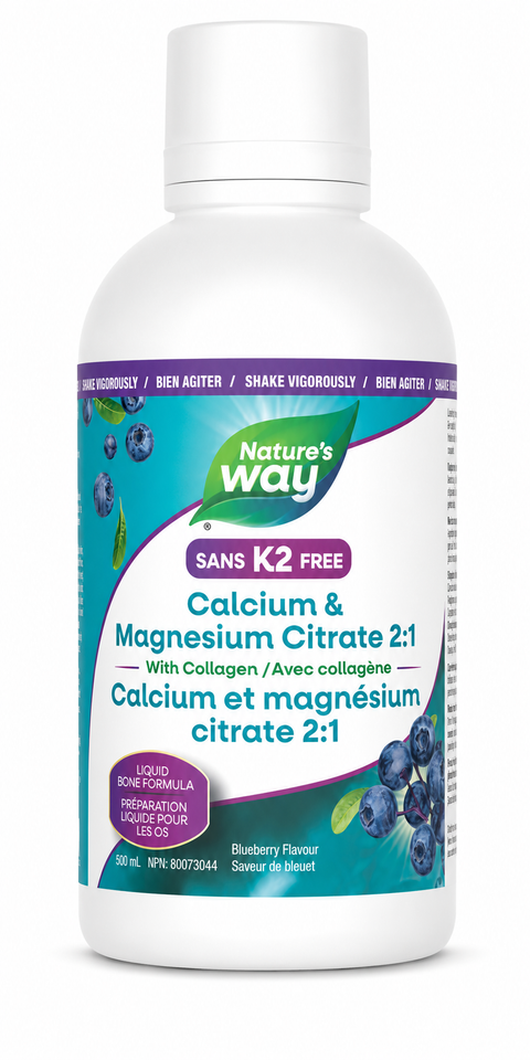 Nature's Way Calcium & Magnesium Citrate 2:1 with Collagen - Blueberry 500 ml