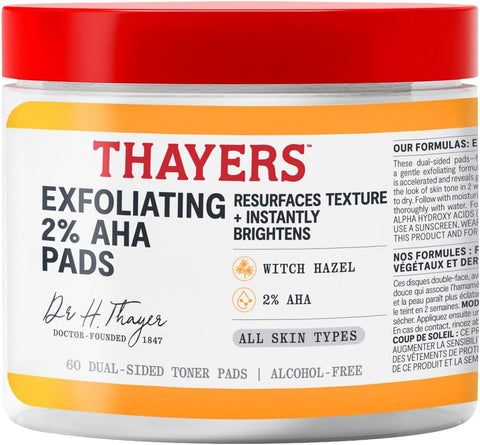 Thayers Natural Exfoliating 2% AHA Pads 60 counts