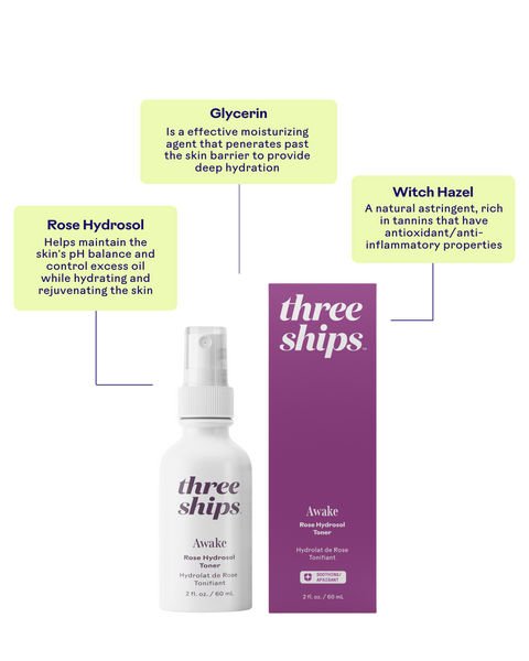 Three Ships Awake Rose Hydrosol Toner 60mL (DISCONTINUED)