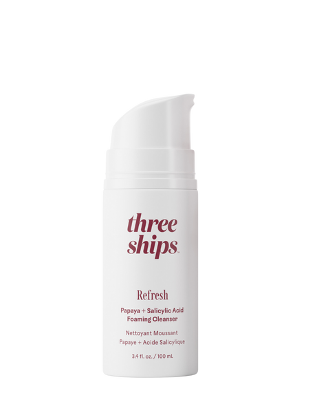 Three Ships Refresh Papaya + Salicylic Acid Foaming Cleanser 100mL Front Label