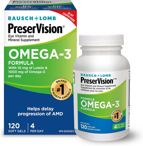 Bausch & Lomb PreserVision Omega-3 Formula 120 Softgels