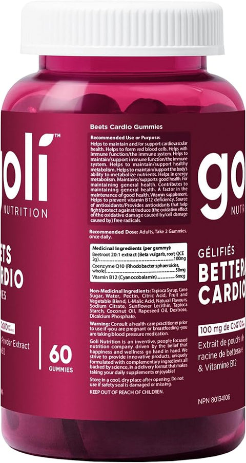 Goli Nutrition Cardio Gummies Beet 60 Count