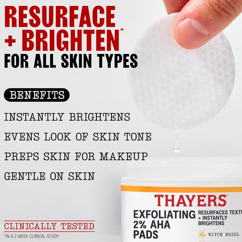 Thayers Natural Exfoliating 2% AHA Pads 60 counts