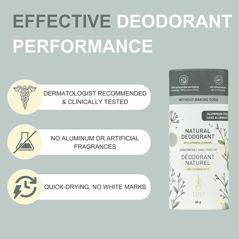 TANIT Natural Deodorant Unscented with Charcoal 60g