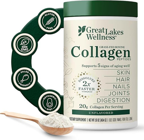 Great Lakes Quick Dissolve Collagen Peptides Unflavoured 454g
