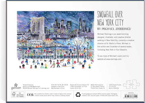 Michael Storrings Snowfall Over New York City 1000 Piece Puzzle