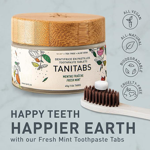 TANIT Toothpaste Fresh Mint Glass Jar 45gx124 Tablets