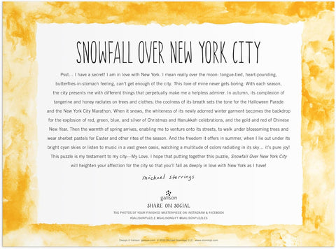 Michael Storrings Snowfall Over New York City 1000 Piece Puzzle