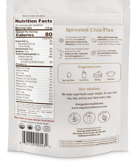 Organic Traditions Sprouted Chia and Flax Seed Powder