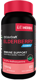 88Herbs ElderCraft Elderberry 100mg Cold & Flu - Immune Support 60 Veg Capsules - YesWellness.com