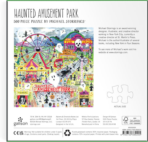 Galison Michael Storrings Haunted Amusement Park 500 Piece Puzzle