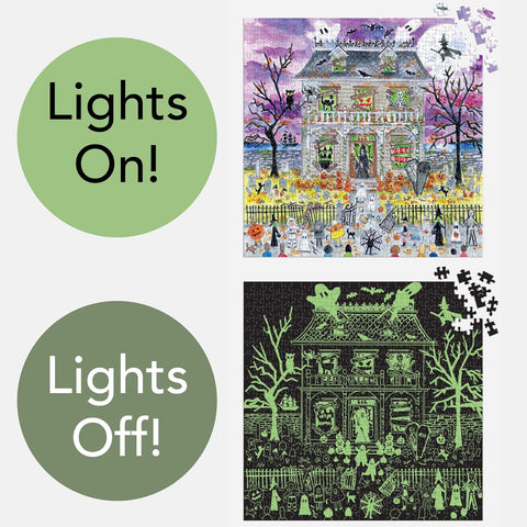 Galison Michael Storrings Haunted House 500 Piece Glow in the Dark Puzzle