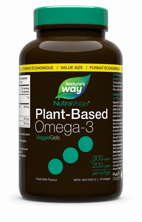 Nature's Way NutraVege Plant-Based Omega-3 EPA+DHA 500mg AEP+AHD 75 Softgels