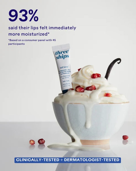 Three Ships Soft Serve Pomegranate + Shea Butter Lip Treatment Vanilla 12g