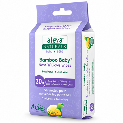 Aleva Naturals Bamboo Baby Nose 'n' Blows Wipes 30 Counts - Yeswellness.com
