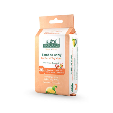 Aleva Naturals Bamboo Baby Pacifier 'n' Toy Wipes 30 Counts - Yeswellness.com