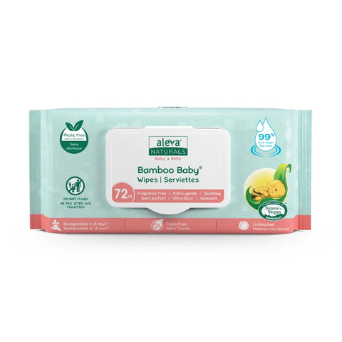 Aleva Naturals Bamboo Baby Sensitive Wipes 72 Counts - Yeswellness.com