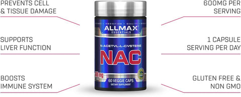 Allmax Nutrition N-Acetyl L-Cysteine NAC 600mg 60 Veggie Caps
