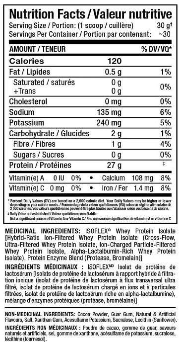 Allmax Nutrition Isoflex 2 lbs Valeur Nutritive