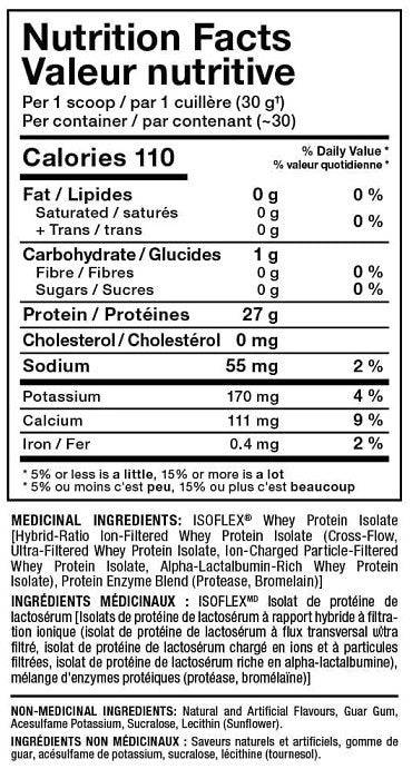 Allmax Nutrition Isoflex Birthday Cake Nutrition Facts