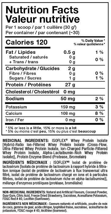 Allmax Nutrition Isoflex Strawberry Valeur Nutritive