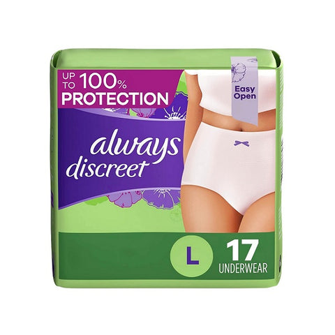 Always Discreet Maximum Protection Underwear Large 17 Count