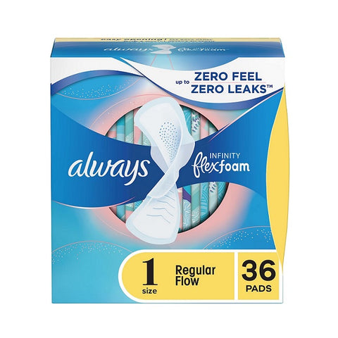 Always Infinity FlexFoam Pads Size 1 Regular Flow Absorbency with Wings Unscented 36 Pads - YesWellness.com