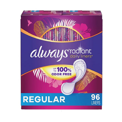 Always Radiant Daily Liners Regular Absorbency Unscented 96 Liners