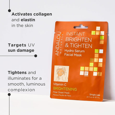 Andalou Naturals Instant Brighten & Tighten Hydro Serum Facial Sheet Mask