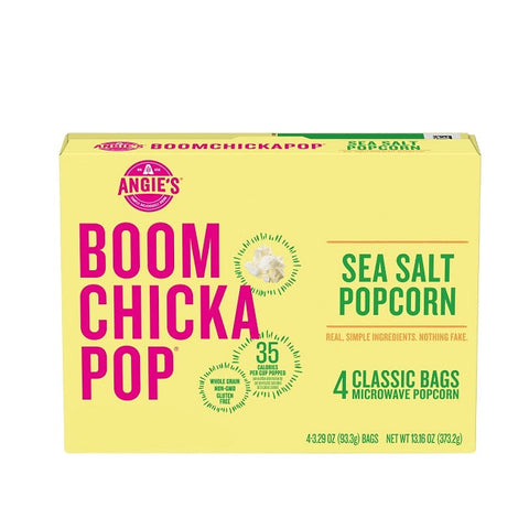 Expires December 2025 Clearance Angie's Boom Chicka Pop Sea Salt Popcorn Microwave Fresh-Pop Bowls 4 x 93g
