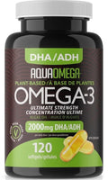 AquaOmega Omega-3 Plant-Based Ultimate Strength 2000mg 120 Softgels - Yeswellness.com