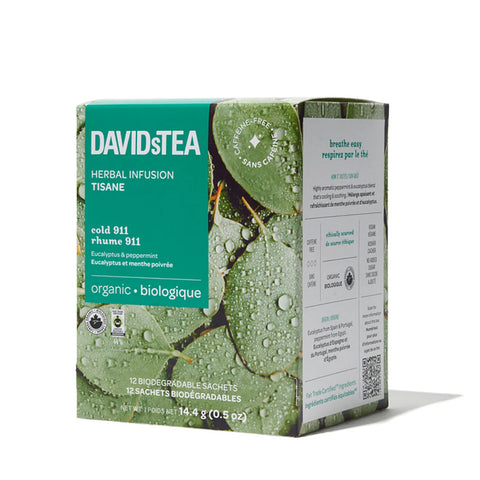 DAVIDsTEA Organic Herbal Tea Cold 911 12 Sachets