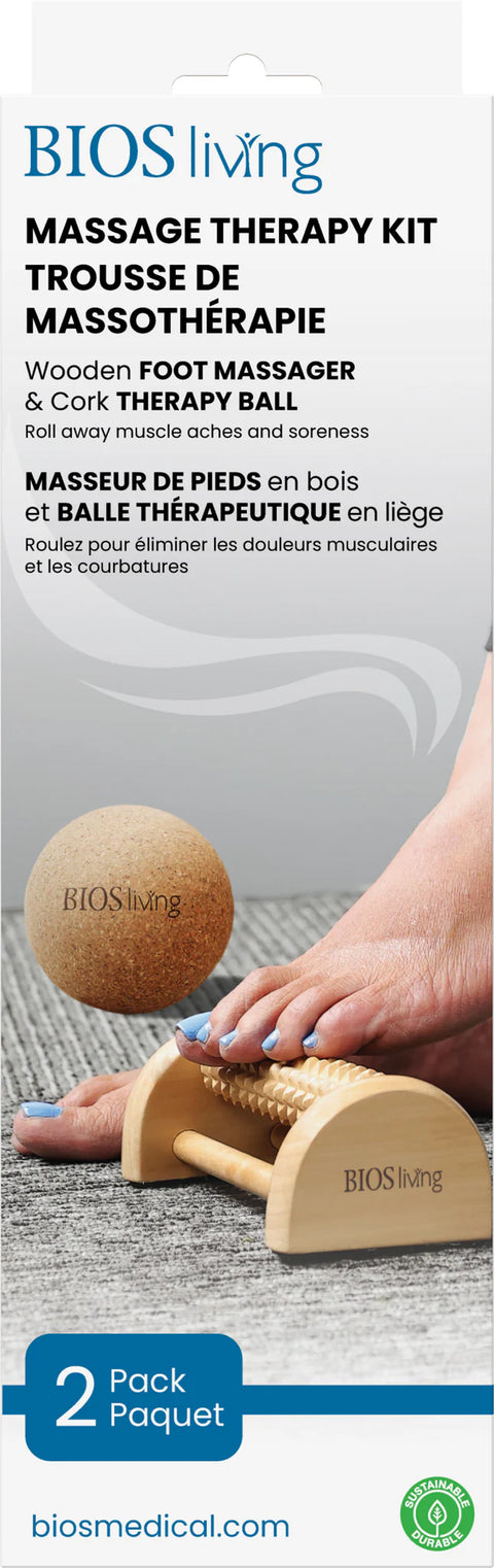 BIOS Medical Wooden Massage Foot Roller & Cork Ball