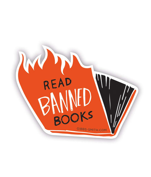 Banned Books Flames Sticker