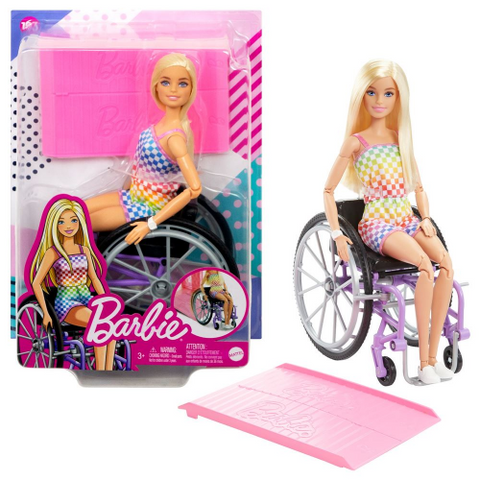 Barbie Fashionistas Doll with Wheelchair – Stylish Checkered Look