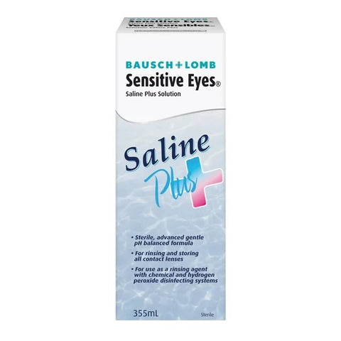 Bausch & Lomb Sensitive Eyes Saline Plus 355mL - YesWellness.com