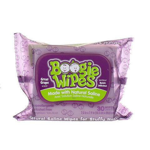 Boogie Wipes Gentle Saline Nose Wipes Great Grape Scent 30 Wipes