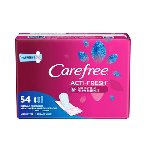 Carefree Acti-Fresh Body Shape Panty Liners Regular Unscented 54 Count