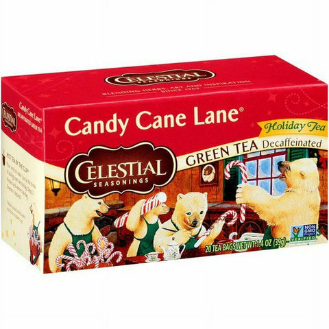 Celestial Seasonings Decaf Green Tea Candy Cane Lane Holiday Tea 20 Tea Bags