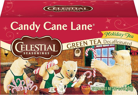 Celestial Seasonings Decaf Green Tea Candy Cane Lane Holiday Tea 20 Tea Bags