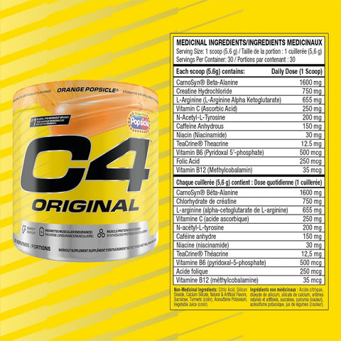Cellucor C4 Original Orange Popsicle Pre Workout Powder 30 Servings 168g