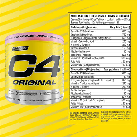 Cellucor C4 Original Pink Lemonade Pre Workout Powder 30 Servings 195g