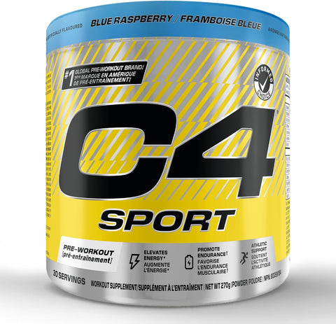 Cellucor C4 Sport Blue Raspberry Pre Workout Powder 30 Servings 270g
