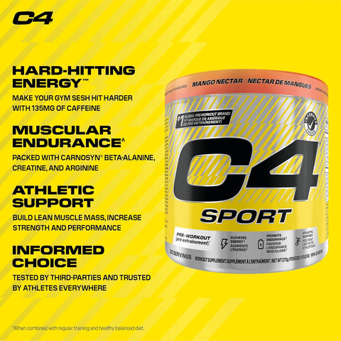 Cellucor C4 Sport Mango Nectar Pre Workout Powder 30 Servings 270g