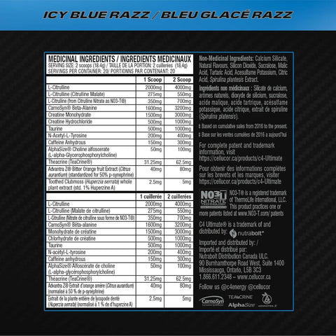 Cellucor C4 Ultimate Icy Blue Razz Pre Workout Powder 20 Servings 368