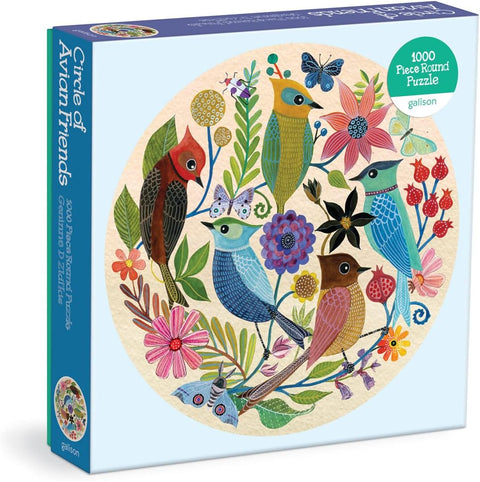 Circle of Avian Friends 1000 Piece Round Puzzle