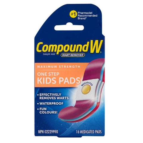 Compound W Wart Remover One Step Kids Pads Maximum Strength 16 Medicated Pads