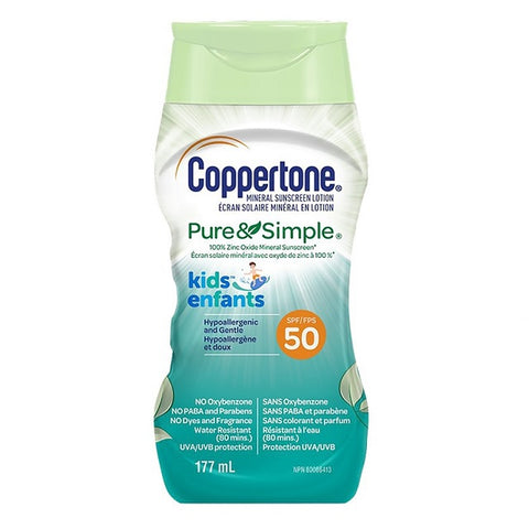 Coppertone Mineral Sunscreen Lotion Pure & Simple SPF 50 - 177mL