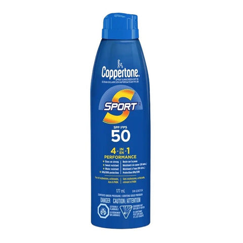 Expires April 2026 Clearance Coppertone Sport Sunscreen Continuous Spray SPF 50 - 177mL